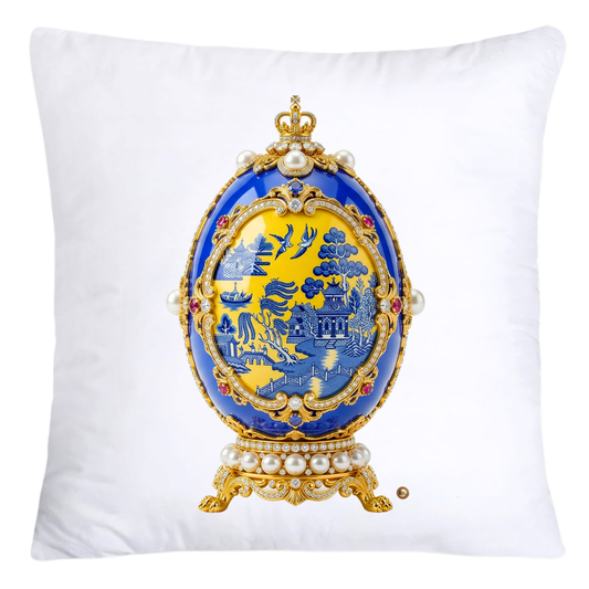 Blue and Yellow Willow Egg Pillow Covers 18x18-4480