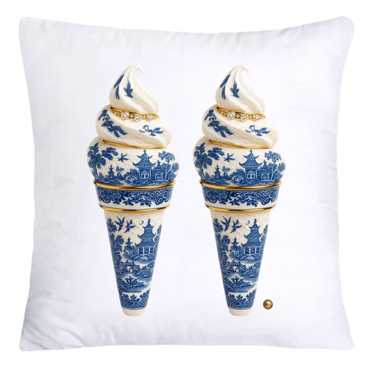 Blue Willow Chinoiserie Ice Cream Throw Pillow Covers-5955