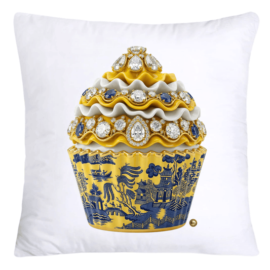 18x18 Blue and Yellow Willow Chinoiserie Cupcake Throw Pillow Covers-5389