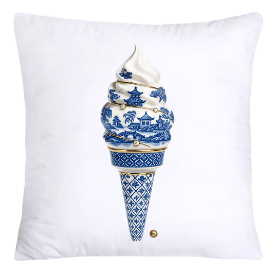Blue Willow Chinoiserie Ice Cream Throw Pillow Covers-5933