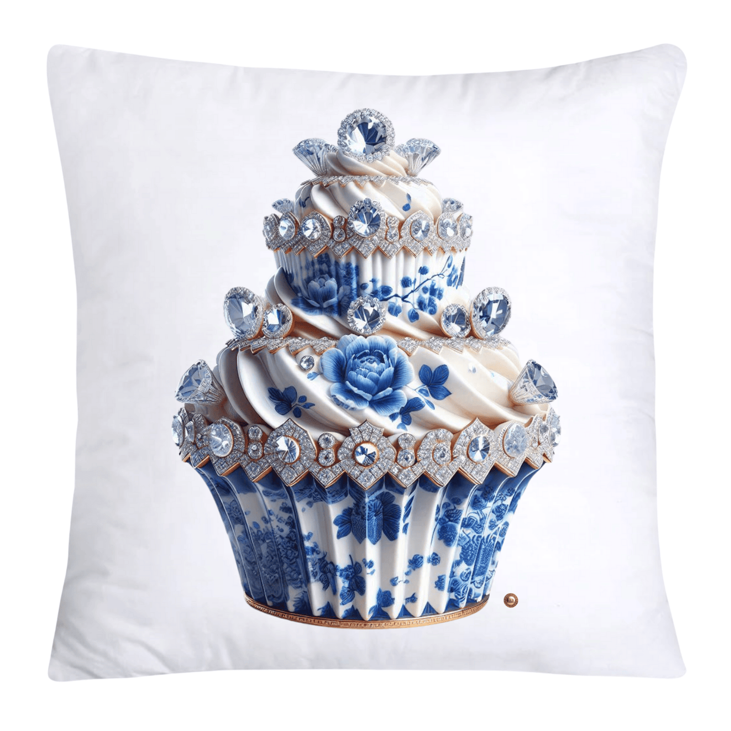 Blue Willow Chinoiserie Cupcake Throw Pillow Covers 18X18-3519