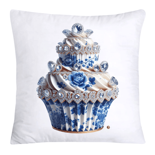 Blue Willow Chinoiserie Cupcake Throw Pillow Covers 18X18-3519