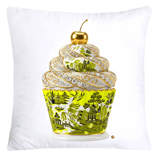 Neon Lime Green and Black Willow Chinoiserie Cupcake Pillow Covers-5778