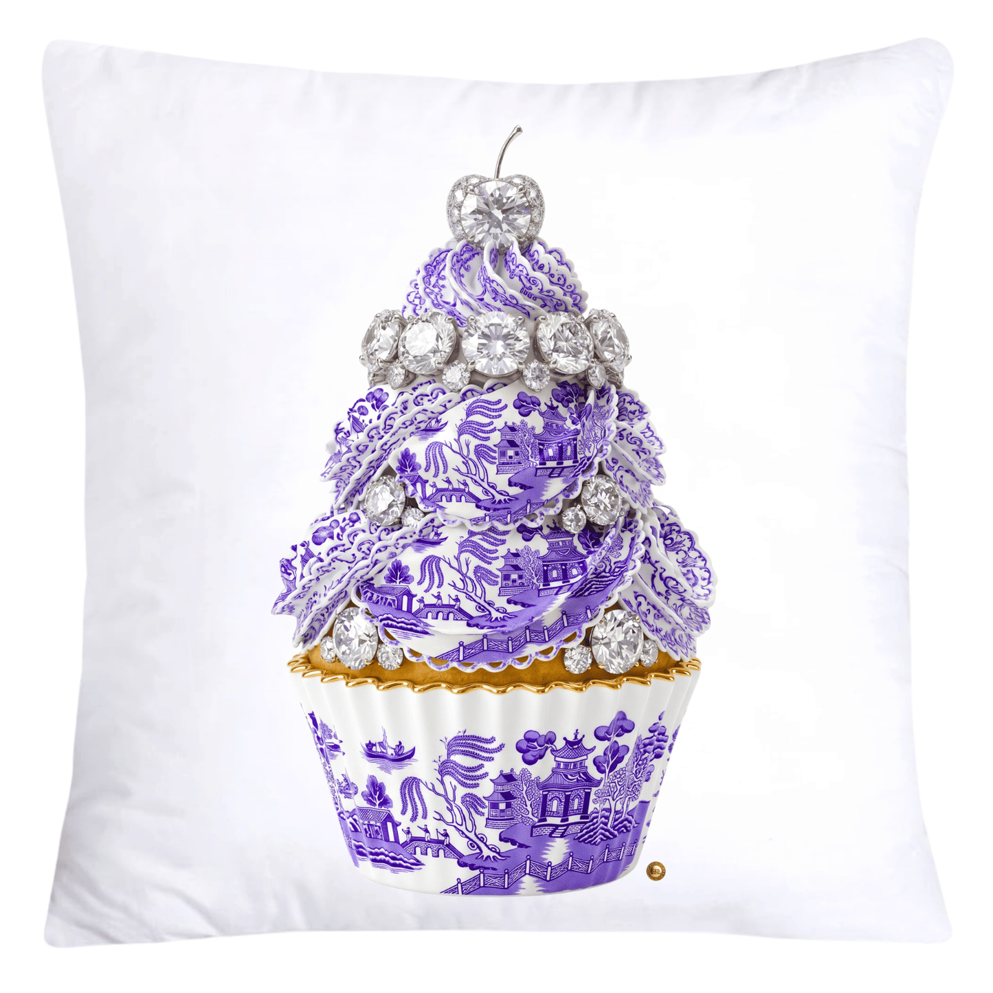 18x18 Purple and White Willow Chinoiserie Cupcake Pillow Covers-5745
