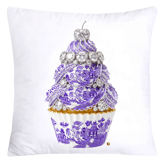 18x18 Purple and White Willow Chinoiserie Cupcake Pillow Covers-5745