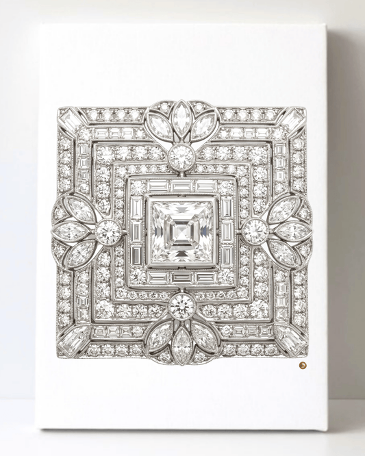 Dazzling Silver Diamond Brooch/Pin Canvas Wall Art 8.5x11.5-5683