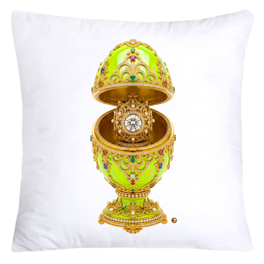 Iridescent Lime Green and Gold Inspired Faberge Egg Pillow Covers-5291