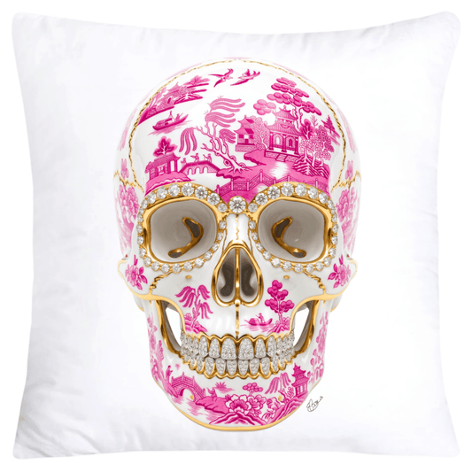Pink Willow Skull Pillow Covers 18x18-6115