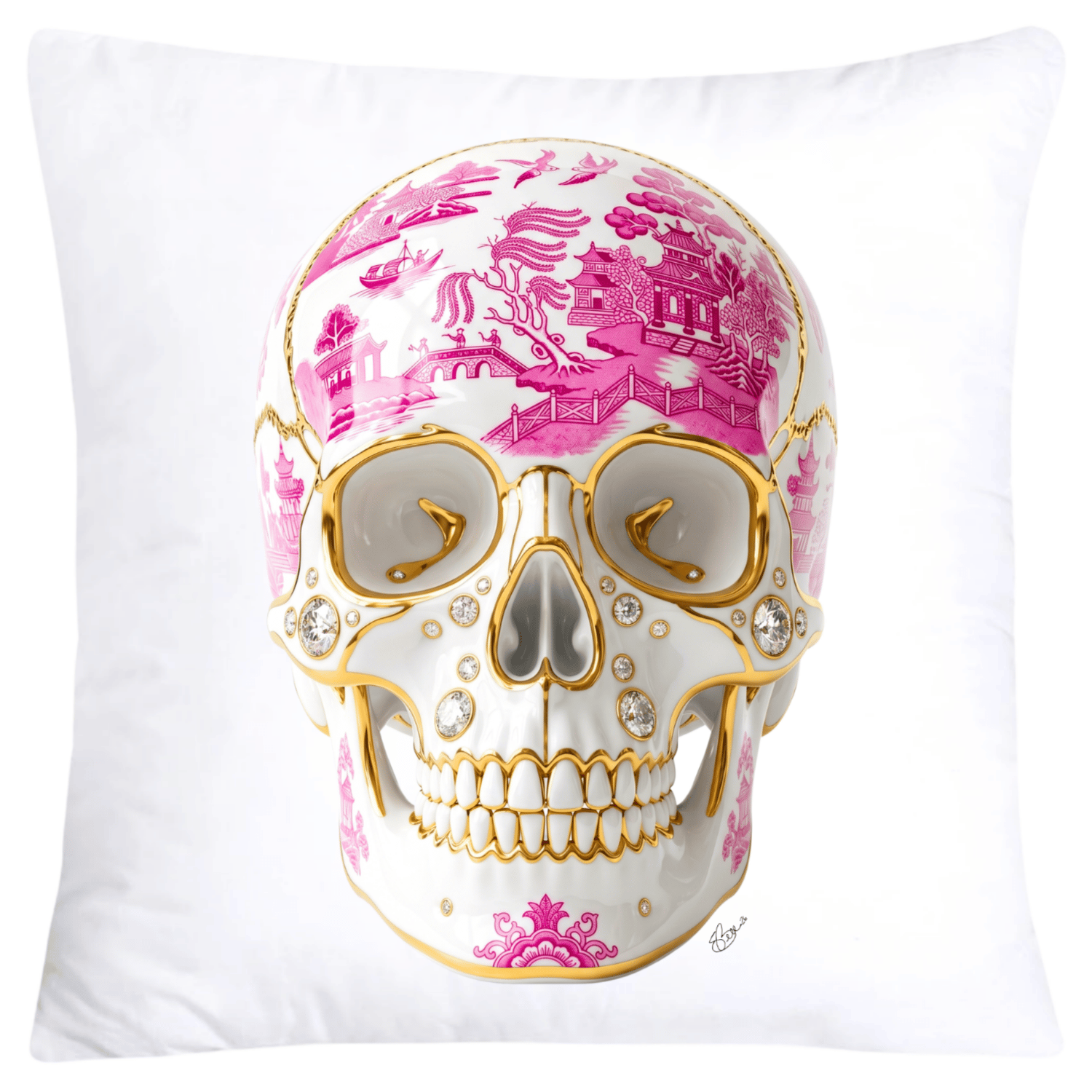Pink Willow Skull Pillow Covers 18x18-6116