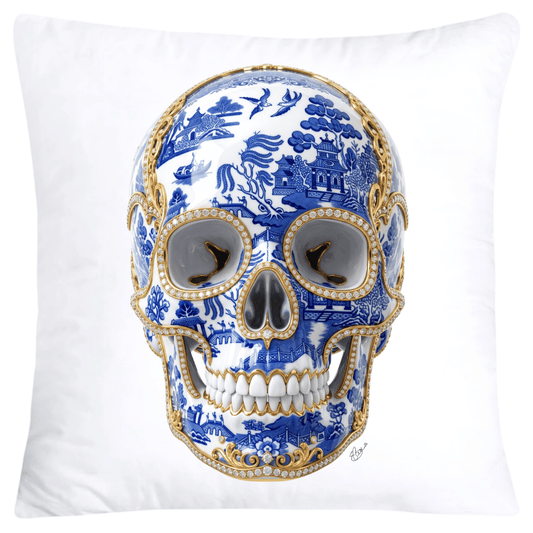 Blue Willow Skull Pillow Covers 18x18-6140
