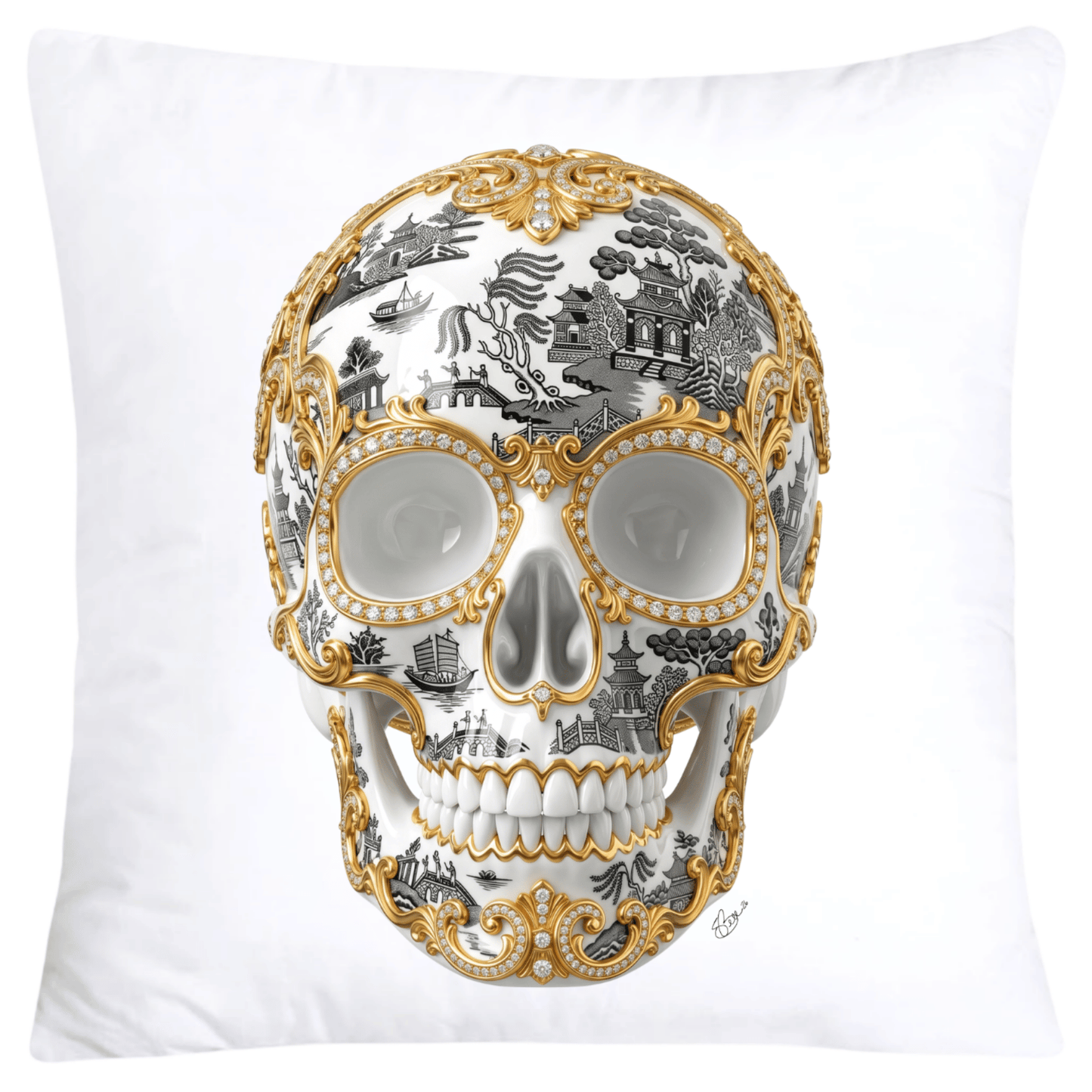Black Willow Skull Pillow Covers 18x18-6145 SKB CREATIVE AI DESIGNS