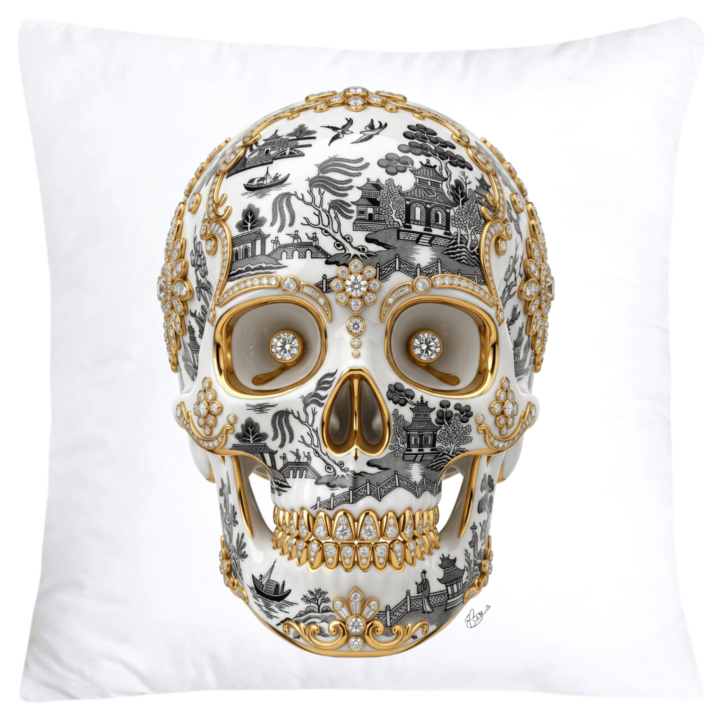 Black Willow Skull Pillow Covers 18x18-6121 SKB CREATIVE AI DESIGNS