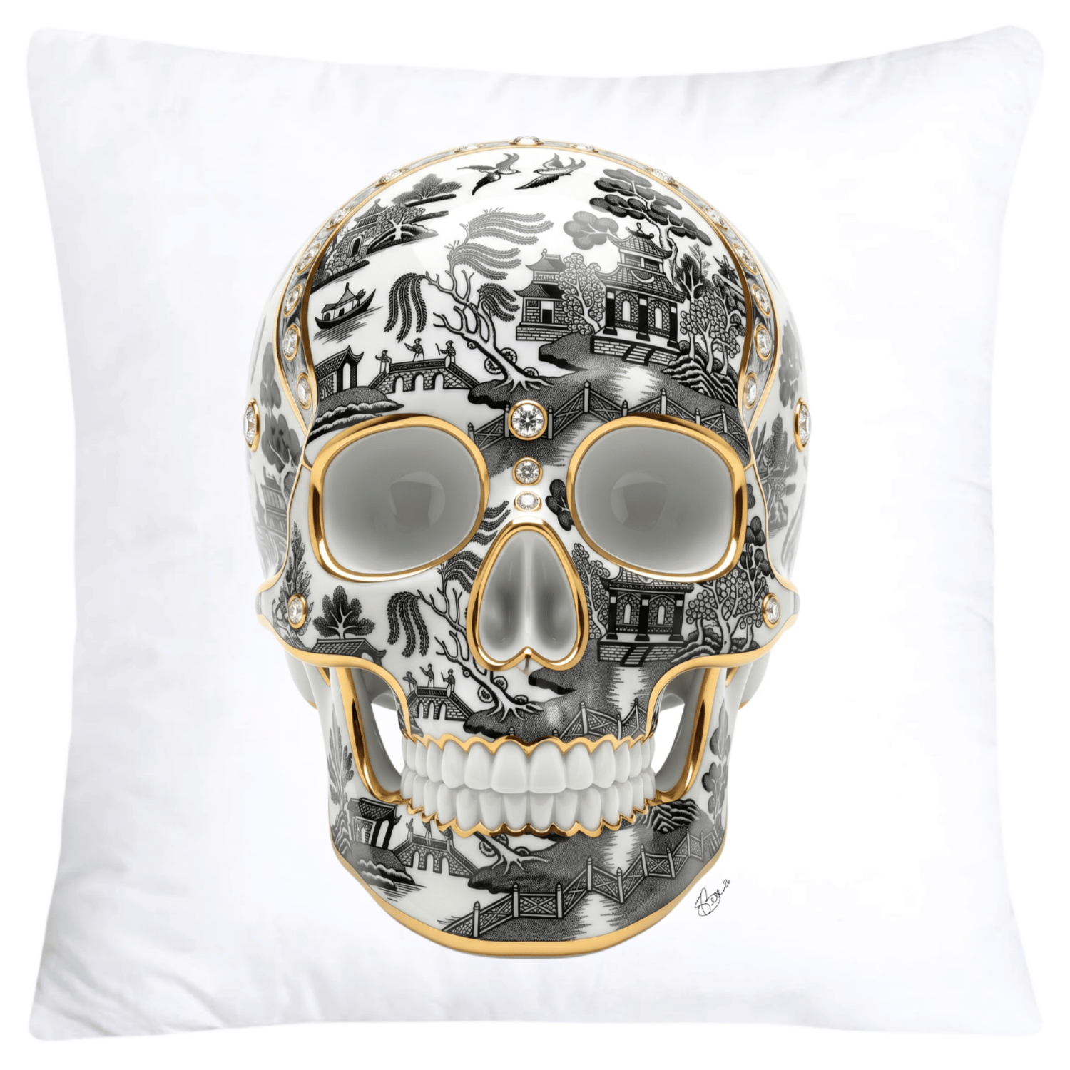 Black Willow Skull Pillow Covers 18x18-6144