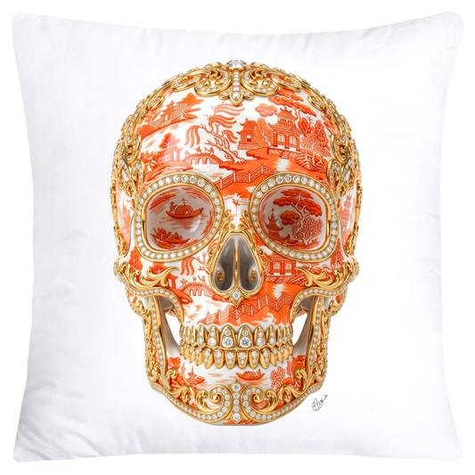 Orange Willow Skull Pillow Covers 18x18-6138
