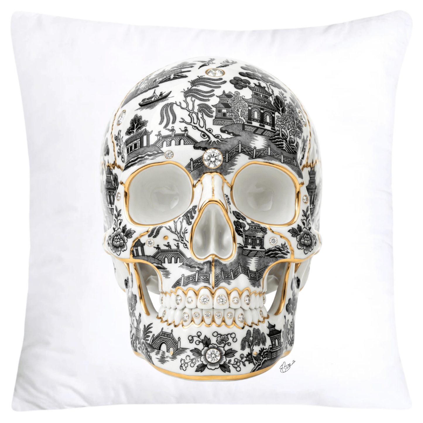 Black Willow Skull Pillow Covers 18x18-6122 SKB CREATIVE AI DESIGNS