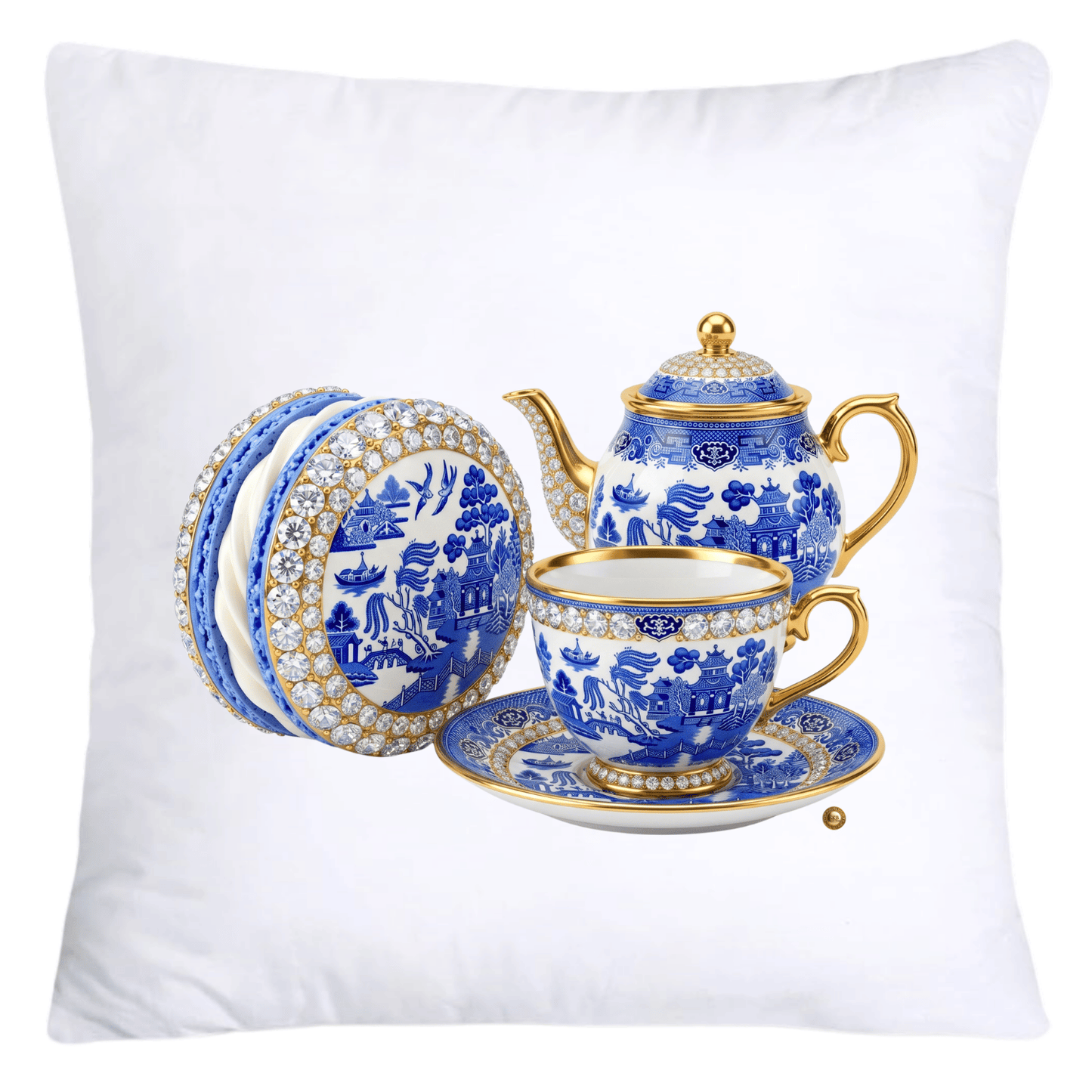 Blue Willow 18x18 Adorable Macaroon and Teacups Throw Pillow Covers-5847