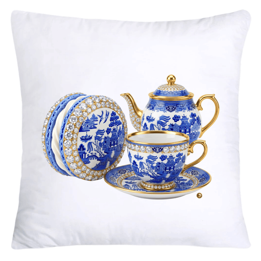 Blue Willow 18x18 Adorable Macaroon and Teacups Throw Pillow Covers-5847