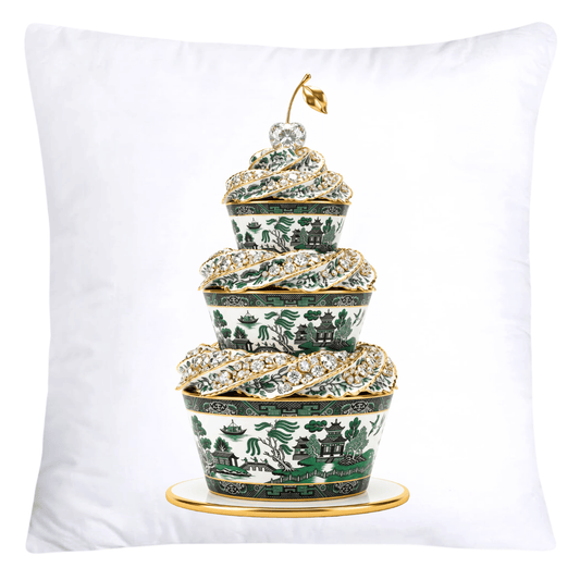 18x18 Green and Black Willow Chinoiserie Cupcake Pillow Covers-5740