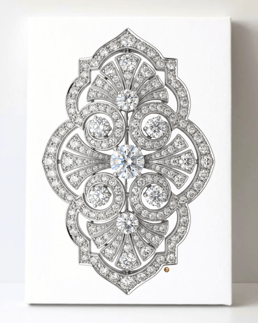 Dazzling Silver Diamond Brooch/Pin Canvas Wall Art 8.5x11.5-5686