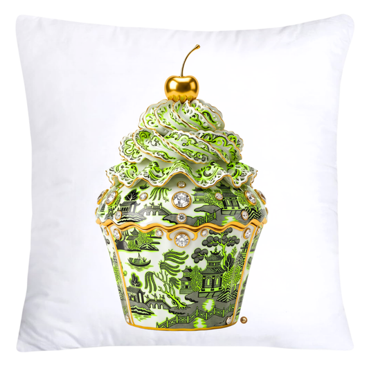 Neon Green and Black Willow Chinoiserie Cupcake Pillow Covers-5783