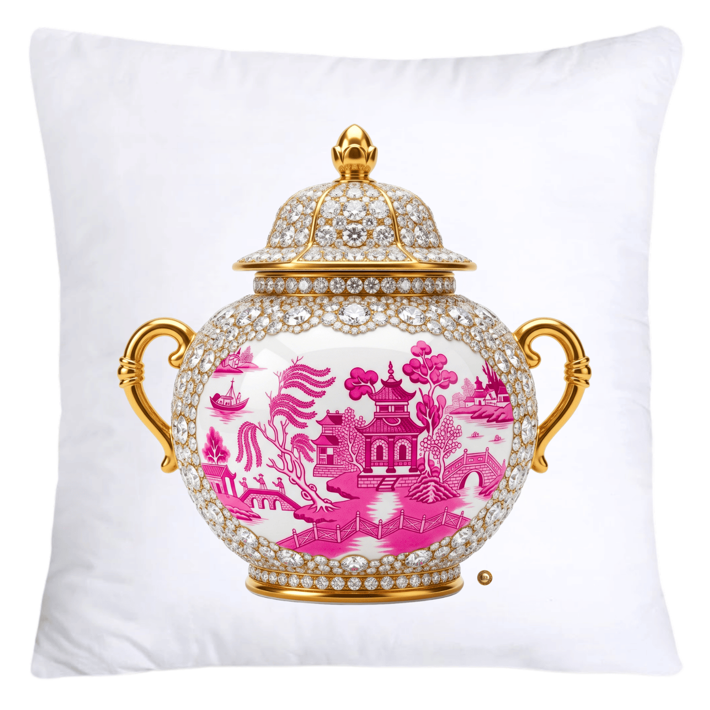 Pink and White Willow Chinoiserie Ginger Jar Pillow Covers-5060