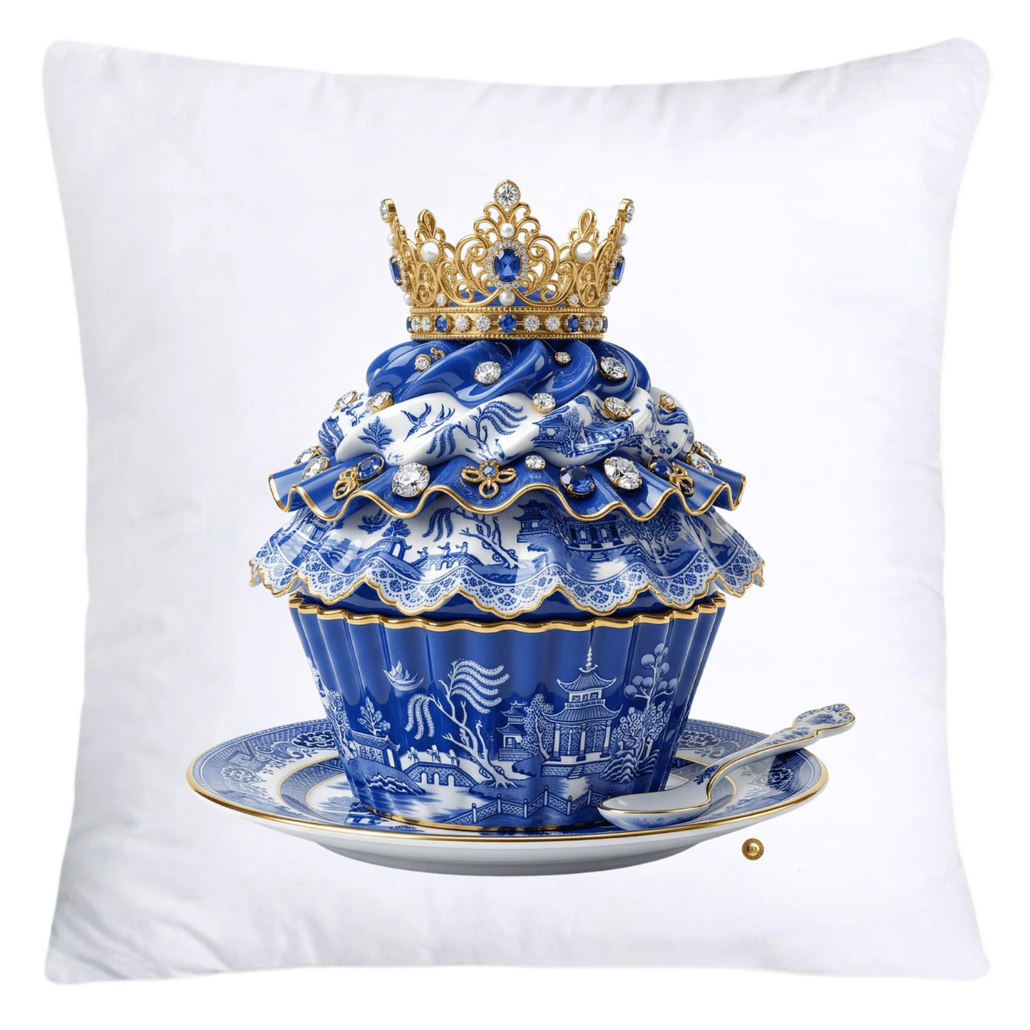 18x18 Blue and White Willow Cupcake Throw Pillow Covers-5836