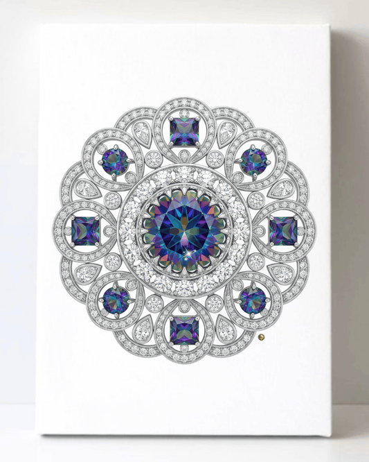 Dazzling Silver Mystic Topaz and Diamond Brooch/Pin Canvas Wall Art 8.5x11.5-5697
