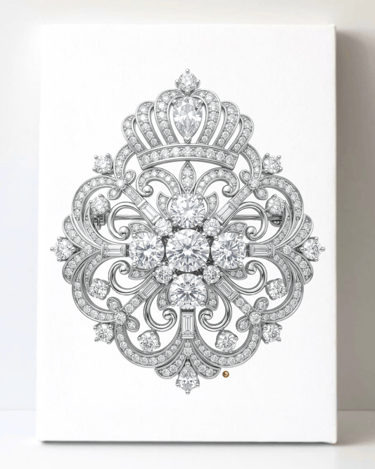Dazzling Silver Diamond Brooch/Pin Canvas Wall Art 8.5x11.5-5681