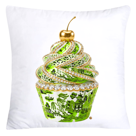 Neon Green and Black Willow Chinoiserie Cupcake Pillow Covers-5779
