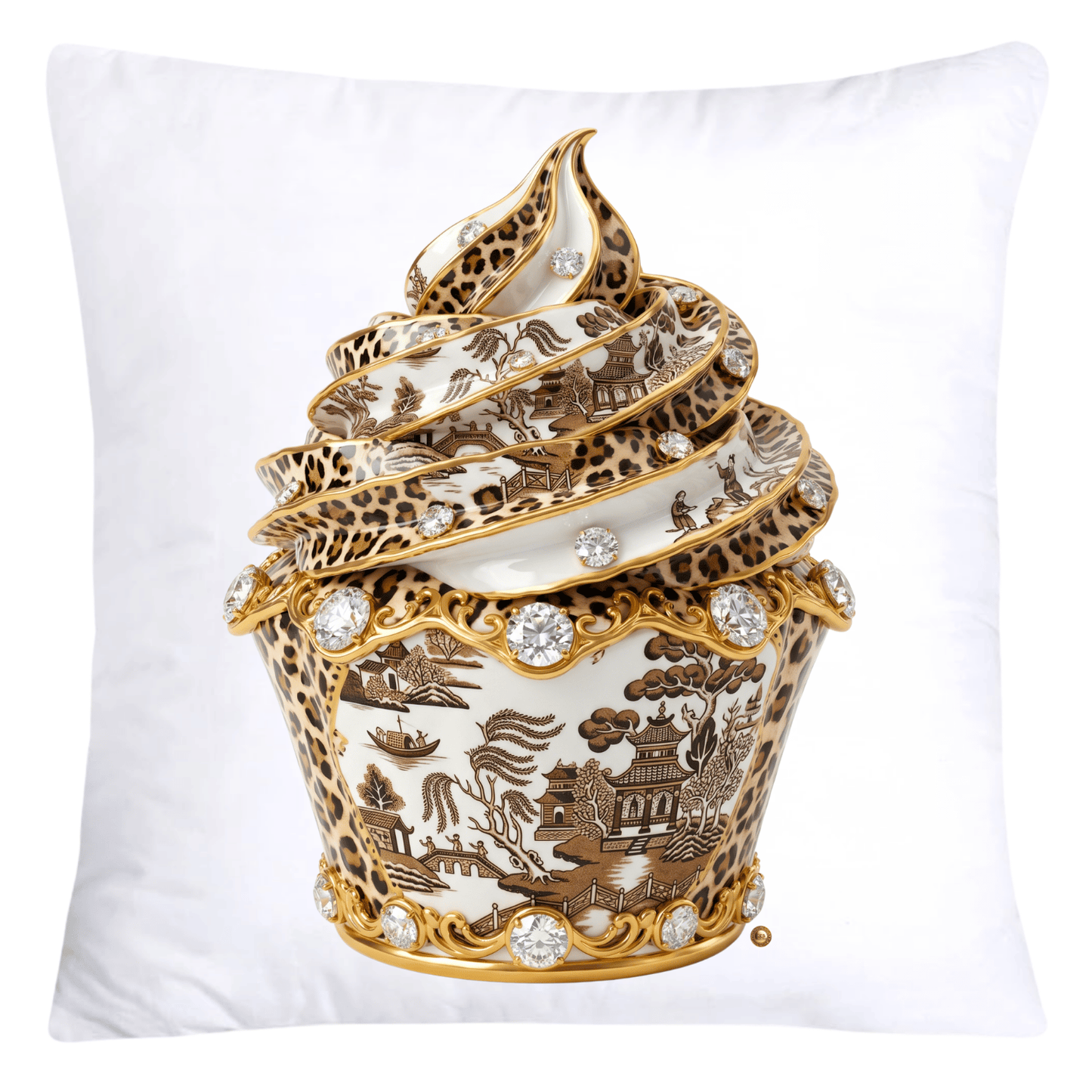 18x18 Brown Willow and Leopard Print Cupcake Pillow Covers-5759