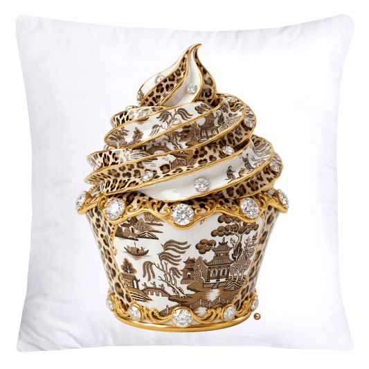 18x18 Brown Willow and Leopard Print Cupcake Pillow Covers-5759