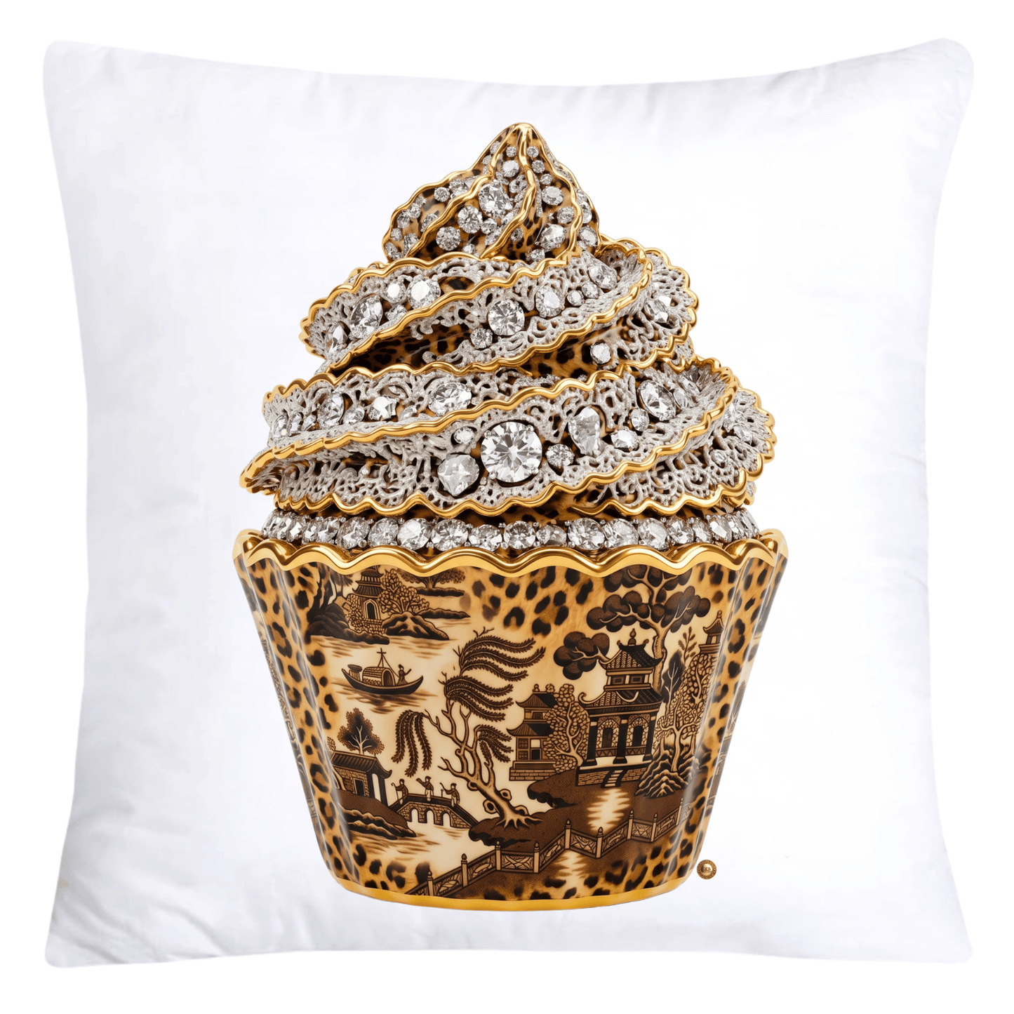 18x18 Brown Willow and Leopard Print Cupcake Pillow Covers-5760