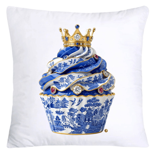 18x18 Blue and White Willow Cupcake Throw Pillow Covers-5835