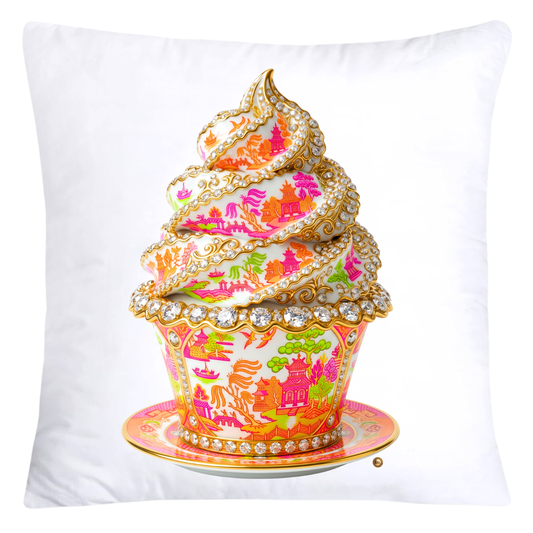 Hot Pink, Neon Lime Green and Orange Willow Chinoiserie Cupcake Pillow Covers-5796