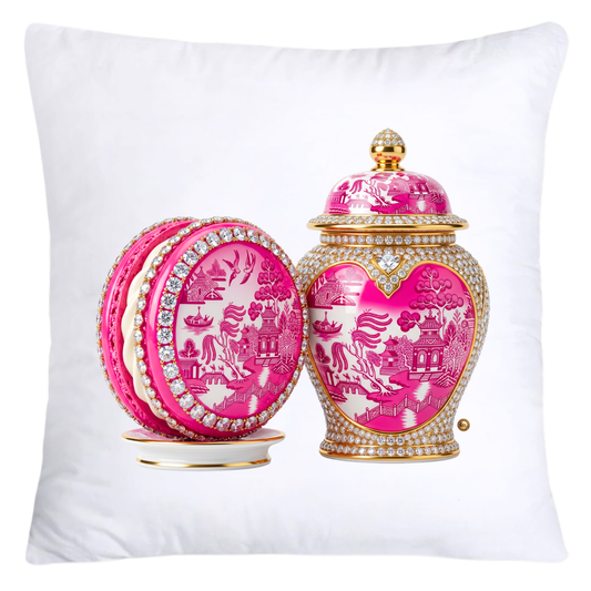 Pink Willow Chinoiserie Ginger Jar and Donuts Pillow Covers-5063