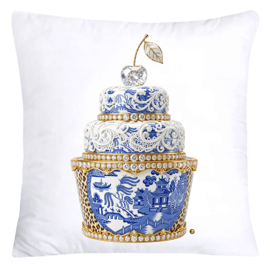 18x18 Blue and White Willow Chinoiserie Cupcake Pillow Covers-5748