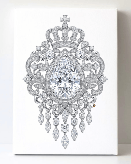 Dazzling Silver Diamond Brooch/Pin Canvas Wall Art 8.5x11.5-5687