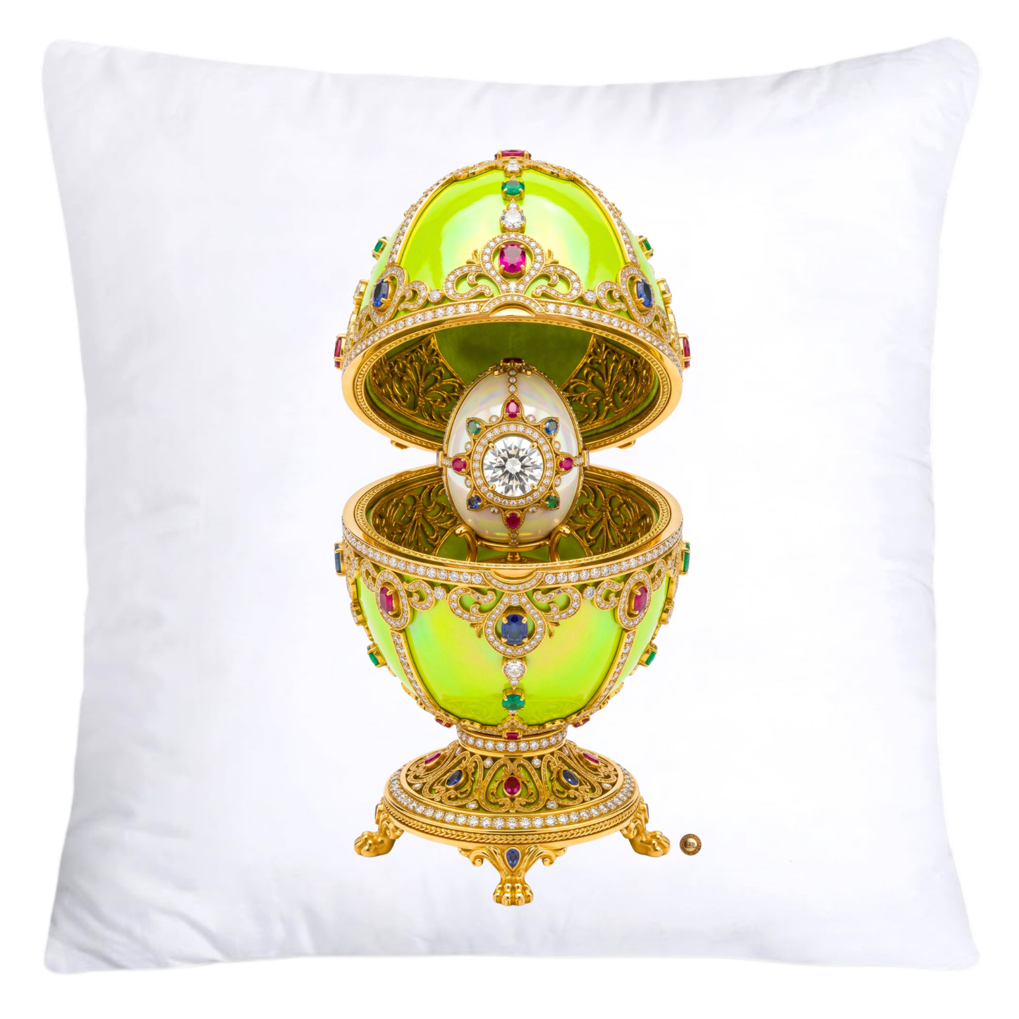 Iridescent Lime Green and Gold Inspired Faberge Egg Pillow Covers-5292