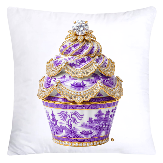18x18 Purple and White Willow Chinoiserie Cupcake Pillow Covers-5744