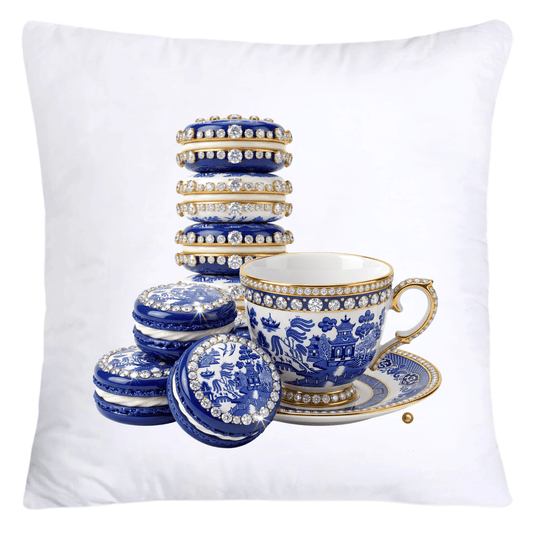 Blue Willow 18x18 Adorable Macaroon and Teacups Throw Pillow Covers-5846