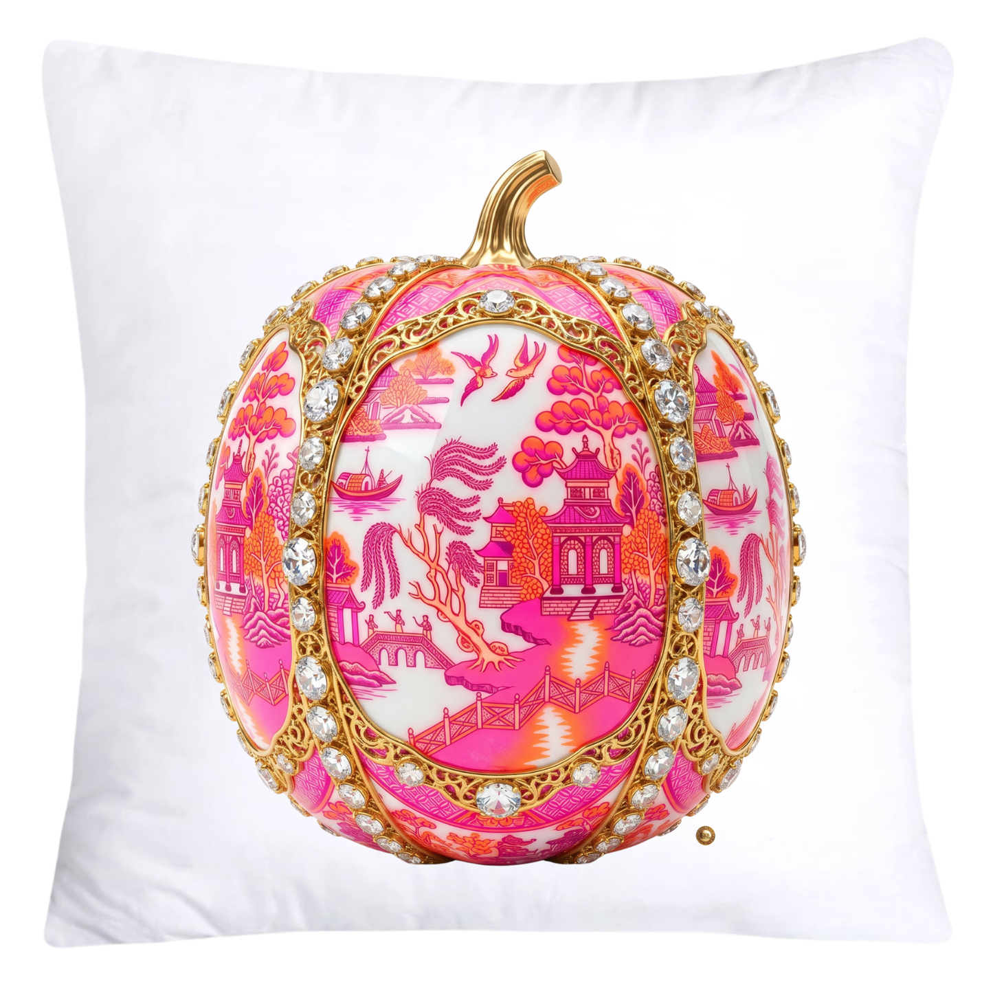 Neon Orange and Hot Pink Willow Pumpkin Throw Pillow Covers-5771