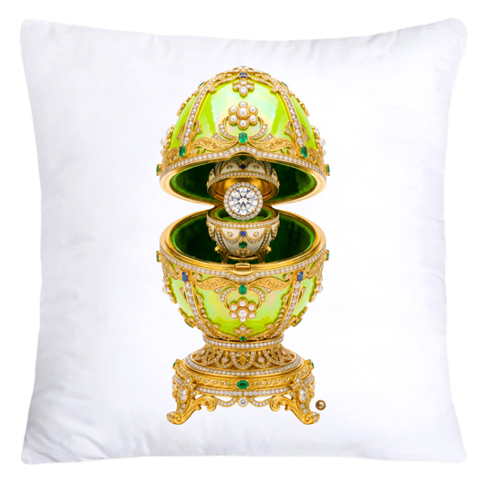 Iridescent Lime Green and Gold Inspired Faberge Egg Pillow Covers-5285