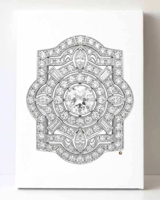 Dazzling Silver Diamond Brooch/Pin Canvas Wall Art 8.5x11.5-5684