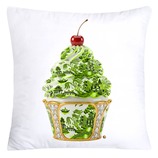 Neon Green and Black Willow Chinoiserie Cupcake Pillow Covers-5784