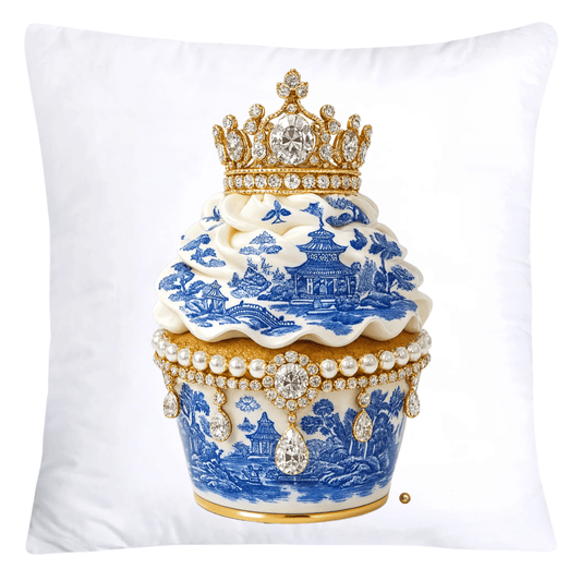 18x18 Blue and White Willow Cupcake Throw Pillow Covers-5769