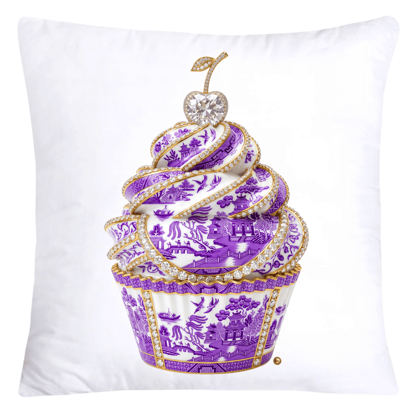 18x18 Purple and White Willow Chinoiserie Cupcake Pillow Covers-5742