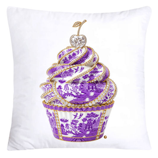18x18 Purple and White Willow Chinoiserie Cupcake Pillow Covers-5742