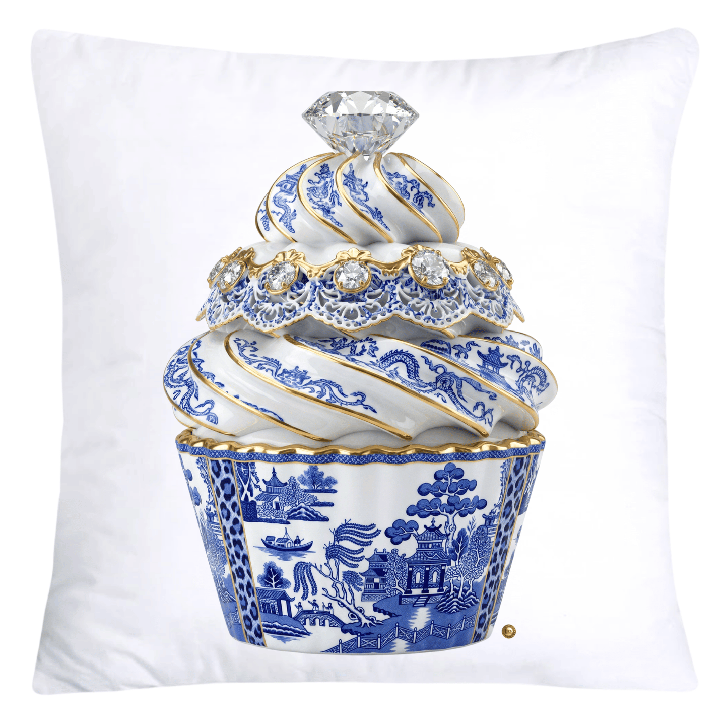 18x18 Blue Leopard and White Willow Chinoiserie Cupcake Pillow Covers-5750