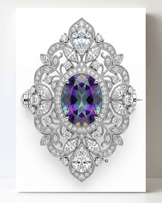 Dazzling Silver Mystic Topaz and Diamond Brooch/Pin Canvas Wall Art 8.5x11.5-5689