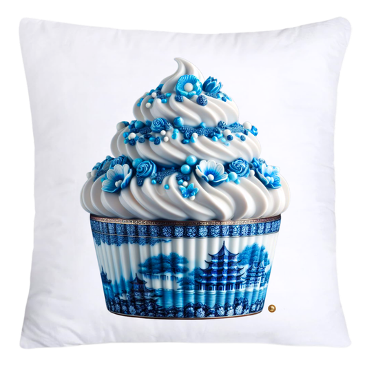 18x18 Blue and White Willow Cupcake Throw Pillow Covers-5834